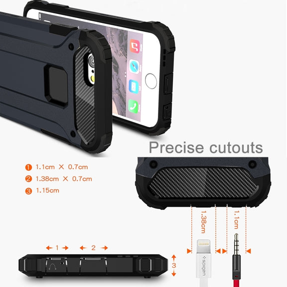 For iPhone 6 & 6s Tough Armor TPU + PC Combination Case(Navy Blue)