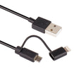 1m MFI 2 in 1 8 pin + Micro USB 2.0 Male to USB Data Sync Charging Cable(Black) - MFI Cable by PMC TechLife | Online Shopping South Africa | PMC TechLife | Buy Now Pay Later Mobicred