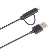 1m MFI 2 in 1 8 pin + Micro USB 2.0 Male to USB Data Sync Charging Cable(Black)