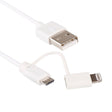 1m MFI 2 in 1 8 pin + Micro USB 2.0 Male to USB Data Sync Charging Cable(White) - free shipping - PMC TechLife - Order now!