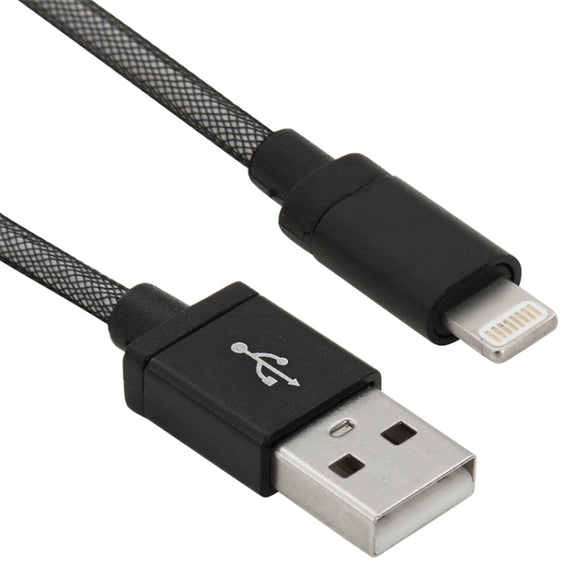 Net Style Metal Head 8 Pin to USB Data / Charger Cable, Cable Length: 1m(Black)