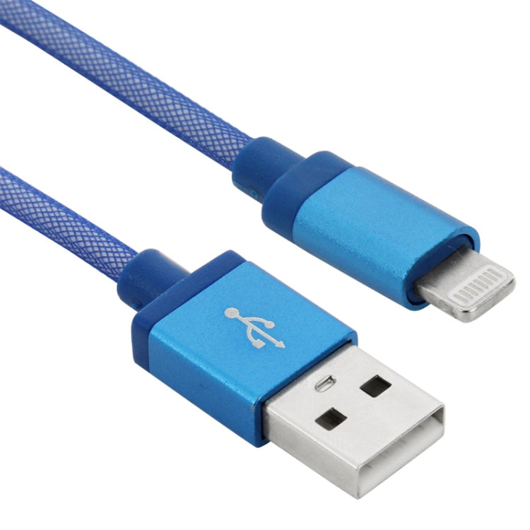 Net Style Metal Head 8 Pin to USB Data / Charger Cable, Cable Length: 1m(Blue)