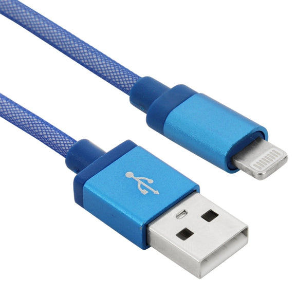 Net Style Metal Head 8 Pin to USB Data / Charger Cable, Cable Length: 1m(Blue)