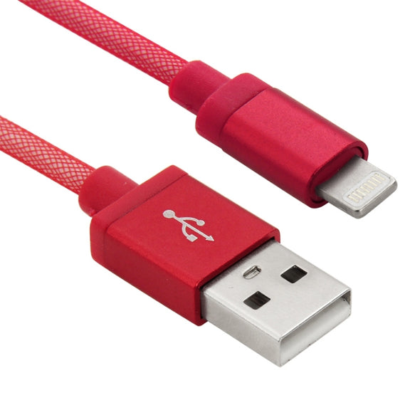 Net Style Metal Head 8 Pin to USB Data / Charger Cable, Cable Length: 1m(Red)