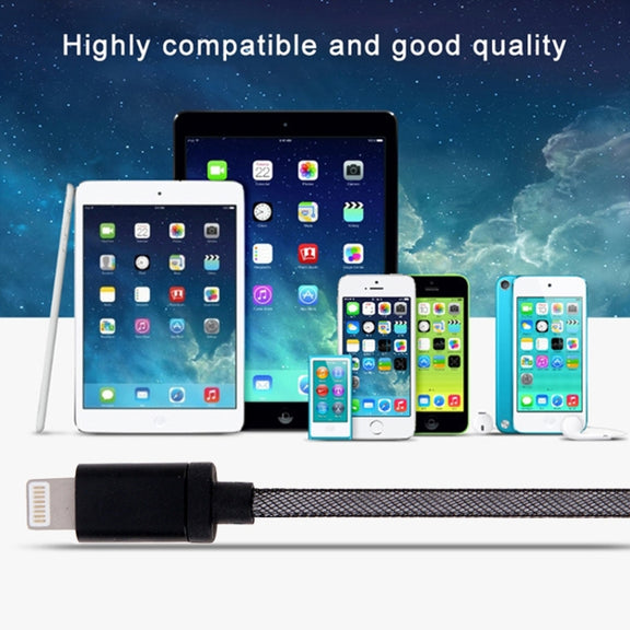 Net Style Metal Head 8 Pin to USB Data / Charger Cable, Cable Length: 1m(Red)
