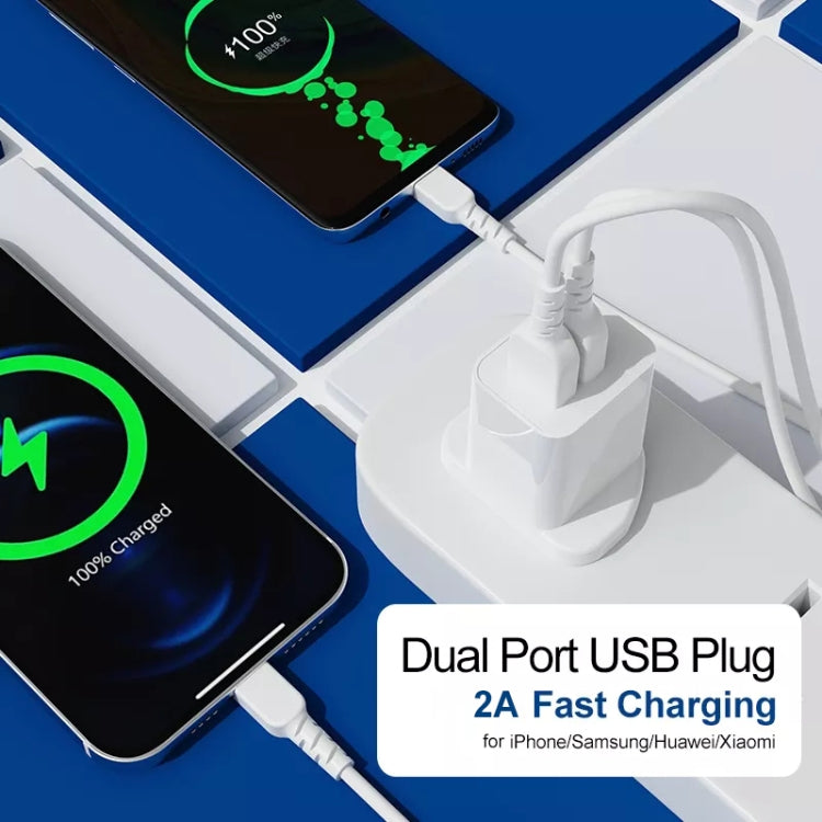 2-Ports 5V 2A USB Charger Adapter(White)