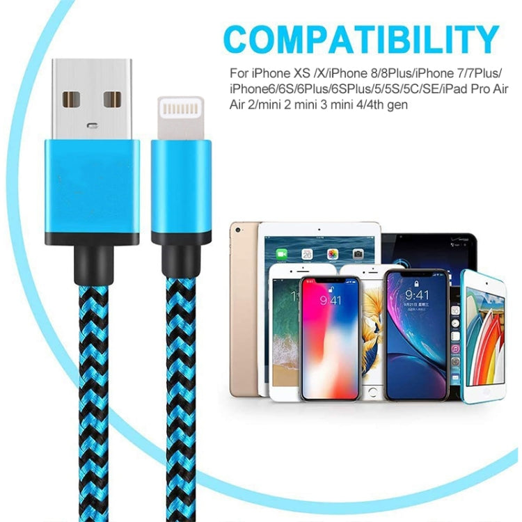 2m Woven Style 8 Pin to USB Sync Data / Charging Cable(Orange)