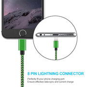 2m Woven Style 8 Pin to USB Sync Data / Charging Cable(Magenta)