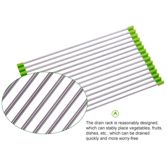 40x24x0.9cm Stainless Steel Folding Drain Rack(Green)