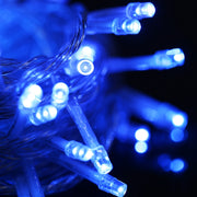 Water-resistant  String Light, Length: 10m, 100 LED Light with Controller, Flashing / Fading / Chasing Effect, AC 220V, EU Plug(Blue Light)