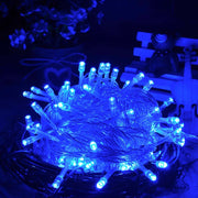 Water-resistant  String Light, Length: 10m, 100 LED Light with Controller, Flashing / Fading / Chasing Effect, AC 220V, EU Plug(Blue Light)