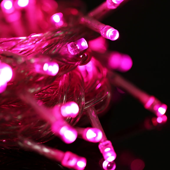 Water-resistant  String Light, Length: 10m, 100 LED, Flashing / Fading / Chasing Effect, with Controller, AC 220V, EU Plug(Pink Light)