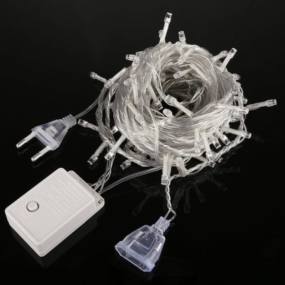 Water-resistant  String Light, Length: 10m, 100 LED, Flashing / Fading / Chasing Effect, with Controller, AC 220V, EU Plug(Purple Light)