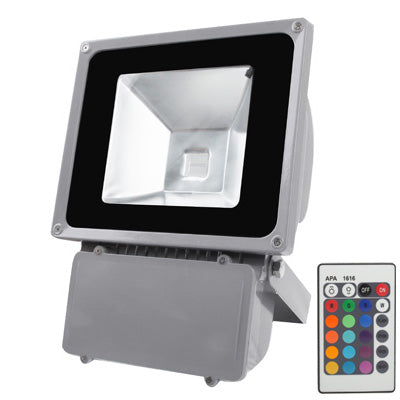 80W Water-resistant Floodlight Lamp , RGB LED Light with Remote Control, AC 85-265V(Black)