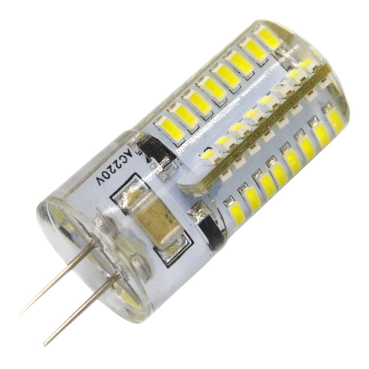 G4 4W 200LM  Silicone Corn Light Bulb, 64 LED SMD 3014, White Light, AC 220V