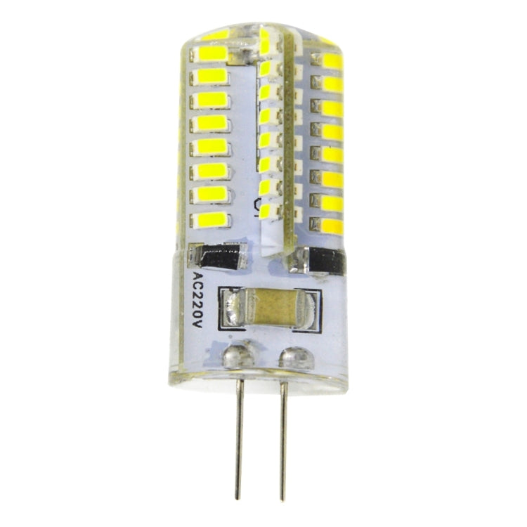 G4 4W 200LM  Silicone Corn Light Bulb, 64 LED SMD 3014, White Light, AC 220V