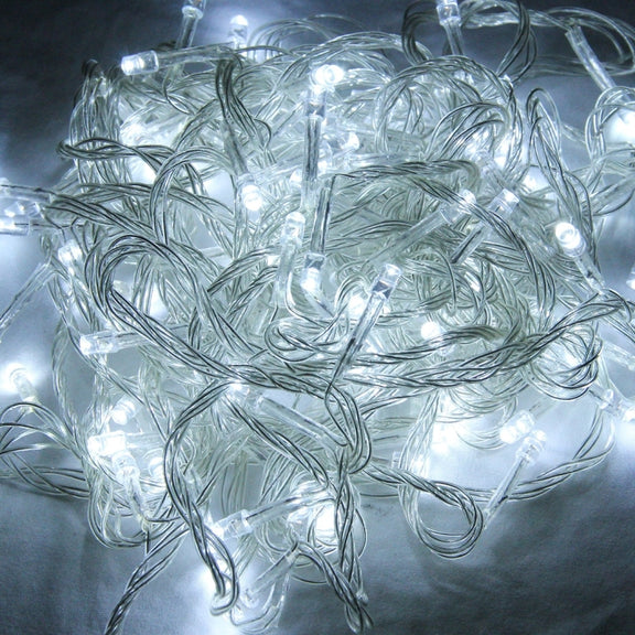 10m Water-resistant IP44 String Decoration Light , For Christmas Party, 100 LED White Light, with 8 Functions Controller, 220V, UK Plug
