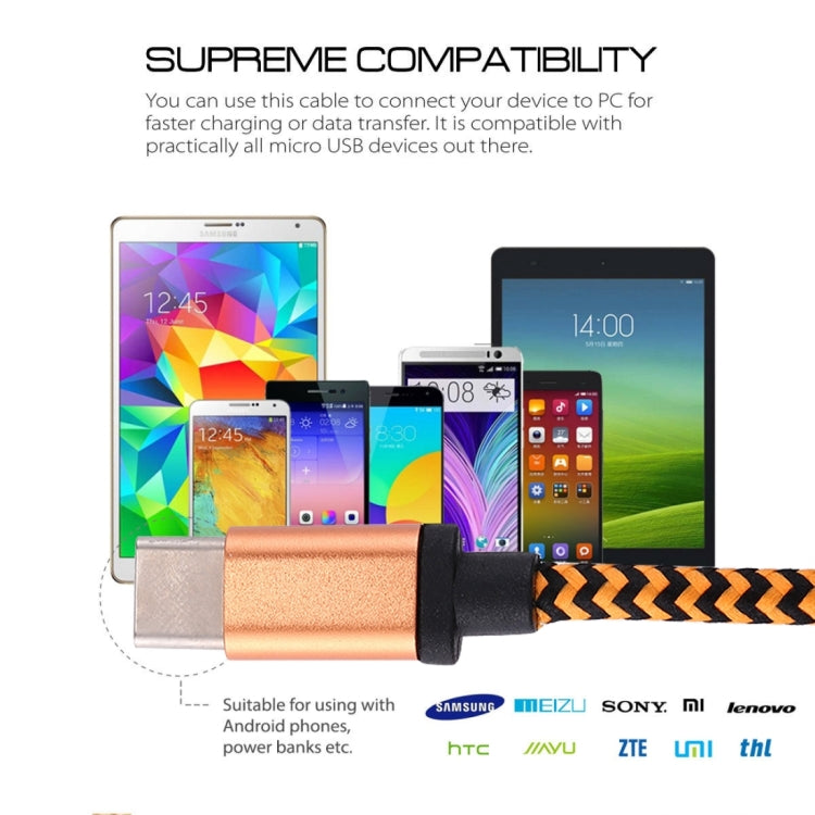 1m Woven Style USB-C / Type-C 3.1 to USB 2.0 Data Sync Charge Cable(Orange)