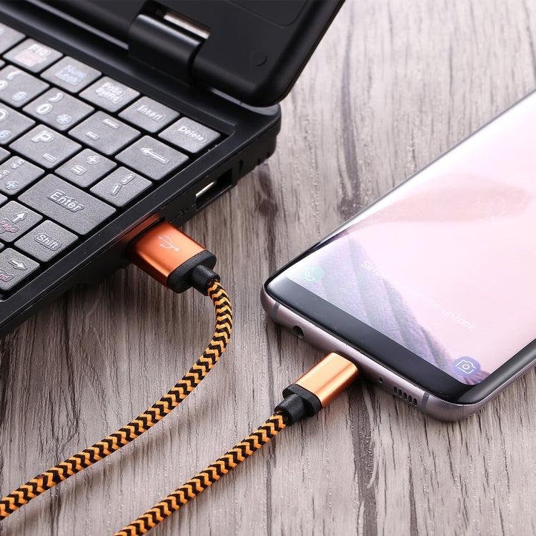 1m Woven Style USB-C / Type-C 3.1 to USB 2.0 Data Sync Charge Cable(Orange)