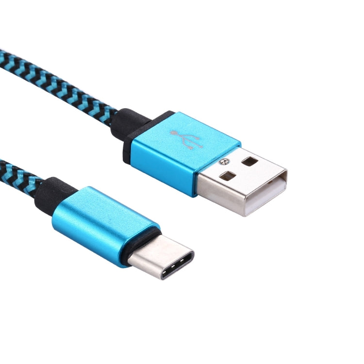 1m Woven Style USB-C / Type-C 3.1 to USB 2.0 Data Sync Charge Cable(Blue)