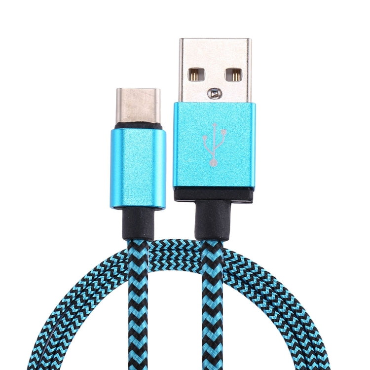 1m Woven Style USB-C / Type-C 3.1 to USB 2.0 Data Sync Charge Cable(Blue)
