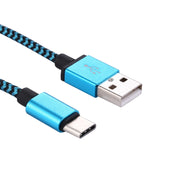 1m Woven Style USB-C / Type-C 3.1 to USB 2.0 Data Sync Charge Cable(Blue)
