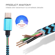 1m Woven Style USB-C / Type-C 3.1 to USB 2.0 Data Sync Charge Cable(Blue)
