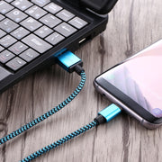 1m Woven Style USB-C / Type-C 3.1 to USB 2.0 Data Sync Charge Cable(Blue)