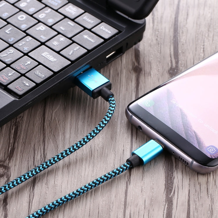1m Woven Style USB-C / Type-C 3.1 to USB 2.0 Data Sync Charge Cable(Blue)