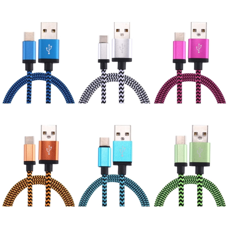 1m Woven Style USB-C / Type-C 3.1 to USB 2.0 Data Sync Charge Cable(Orange)