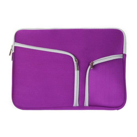 Double Pocket Zip Handbag Laptop Bag for Macbook Pro 15 inch(Purple)