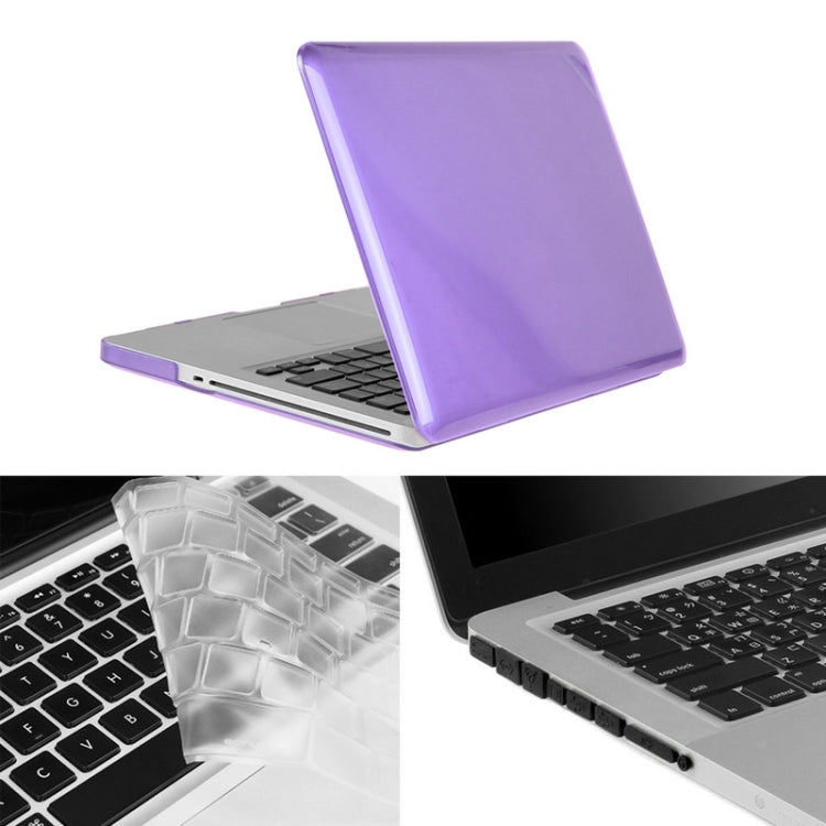ENKAY for Macbook Pro 13.3 inch (US Version) / A1278 Hat-Prince 3 in 1 Crystal Hard Shell Plastic Protective Case with Keyboard Guard & Port Dust Plug(Purple)