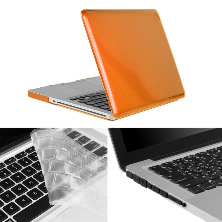 ENKAY for Macbook Pro 15.4 inch (US Version) / A1286 Hat-Prince 3 in 1 Crystal Hard Shell Plastic Protective Case with Keyboard Guard & Port Dust Plug(Orange)