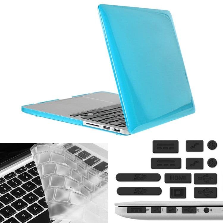 ENKAY for Macbook Pro Retina 15.4 inch (US Version) / A1398 Hat-Prince 3 in 1 Crystal Hard Shell Plastic Protective Case with Keyboard Guard & Port Dust Plug(Blue)