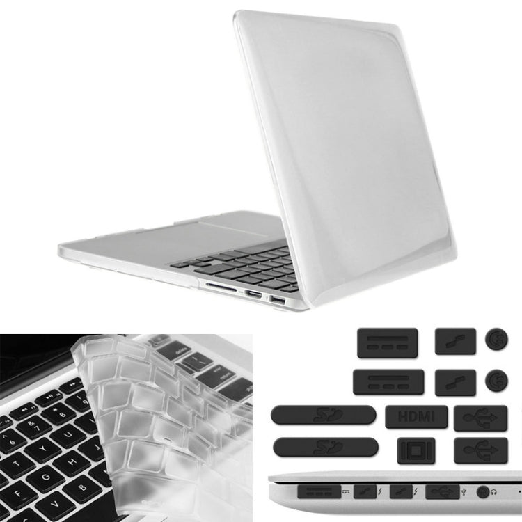 ENKAY for Macbook Pro Retina 15.4 inch (US Version) / A1398 Hat-Prince 3 in 1 Crystal Hard Shell Plastic Protective Case with Keyboard Guard & Port Dust Plug(White)