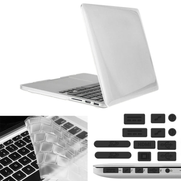 ENKAY for Macbook Pro Retina 15.4 inch (US Version) / A1398 Hat-Prince 3 in 1 Crystal Hard Shell Plastic Protective Case with Keyboard Guard & Port Dust Plug(White)