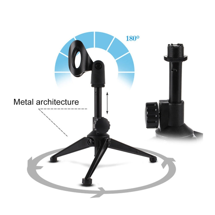 Extendable Adjustable Microphone Tripod Desktop Stand, Height: 19.5-24.5cm, For Live Broadcast, Show, KTV, etc