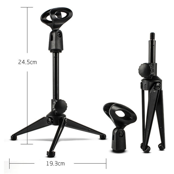 Extendable Adjustable Microphone Tripod Desktop Stand, Height: 19.5-24.5cm, For Live Broadcast, Show, KTV, etc