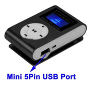TF / Micro SD Card Slot MP3 Player with LCD Screen, Metal Clip(Black)