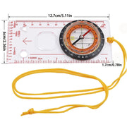 2 in 1 Compass with Map Measuring Ruler Lanyard Emergency Survival Tool(Transparent)
