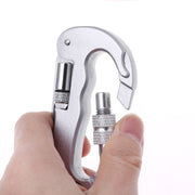 Heavy Duty D Shape Carabiner Clip-On Clamp Key Chain Hook with Dual Knife & LED Torch(Silver)