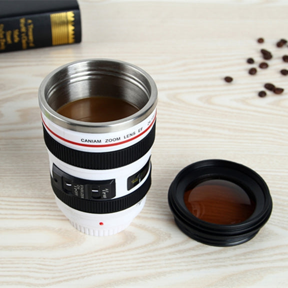 400ML Camera Lens Cup Mug Caniam EF 24-105mm F4 Filter Cup for Coffee Milk Water as Gift(White)