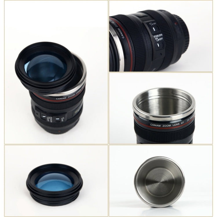400ML Camera Lens Cup Mug Caniam EF 24-105mm F4 Filter Cup for Coffee Milk Water as Gift(Black)