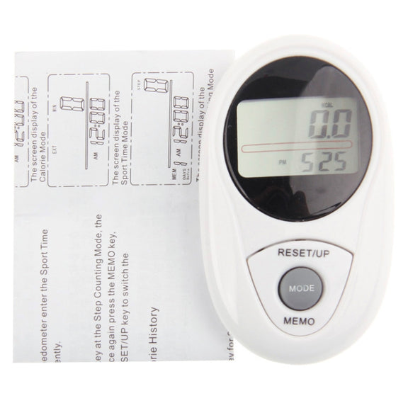 3D All Dimensional Water-resistant Multifunction Digital Electronic Pedometer Step Counter(White)