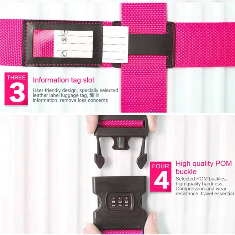 Luggage Strap Cross Belt Adjustable Packing Band Belt Strap with Password Lock for Luggage Travel Suitcase(Rose Red)