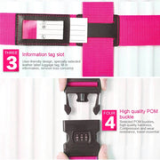 Luggage Strap Cross Belt Adjustable Packing Band Belt Strap with Password Lock for Luggage Travel Suitcase(Rose Red)