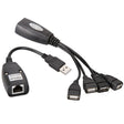 USB 2.0 CAT5 / CAT5E / CAT6 RJ45 to 4 USB Ethernet Extender LAN Extension Cable Repeater Adapter - Lan Cable and Tools by PMC TechLife | Online Shopping South Africa | PMC TechLife | Buy Now Pay Later Mobicred