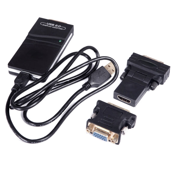 USB 2.0 to VGA, DVI, HDMI Adapter , Resolution: 1920*1080(Black)