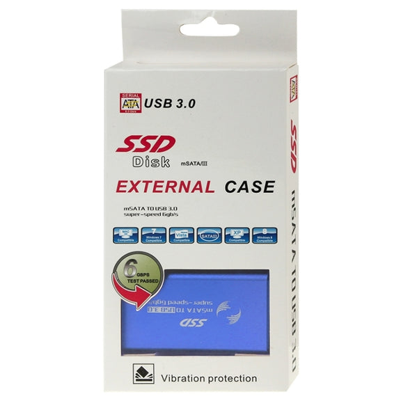 6gb/s mSATA Solid State Disk SSD to USB 3.0 Hard Disk Case(Blue)