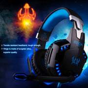 EACH G2000 Over-ear Stereo Bass Gaming Headset with Mic & LED Light for Computer, Cable Length: 2.2m(Orange)
